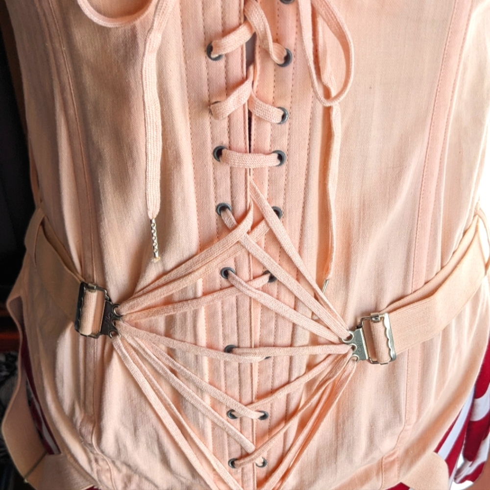 Camp Medical Corset Garter Belt Vintage Pink Cotton